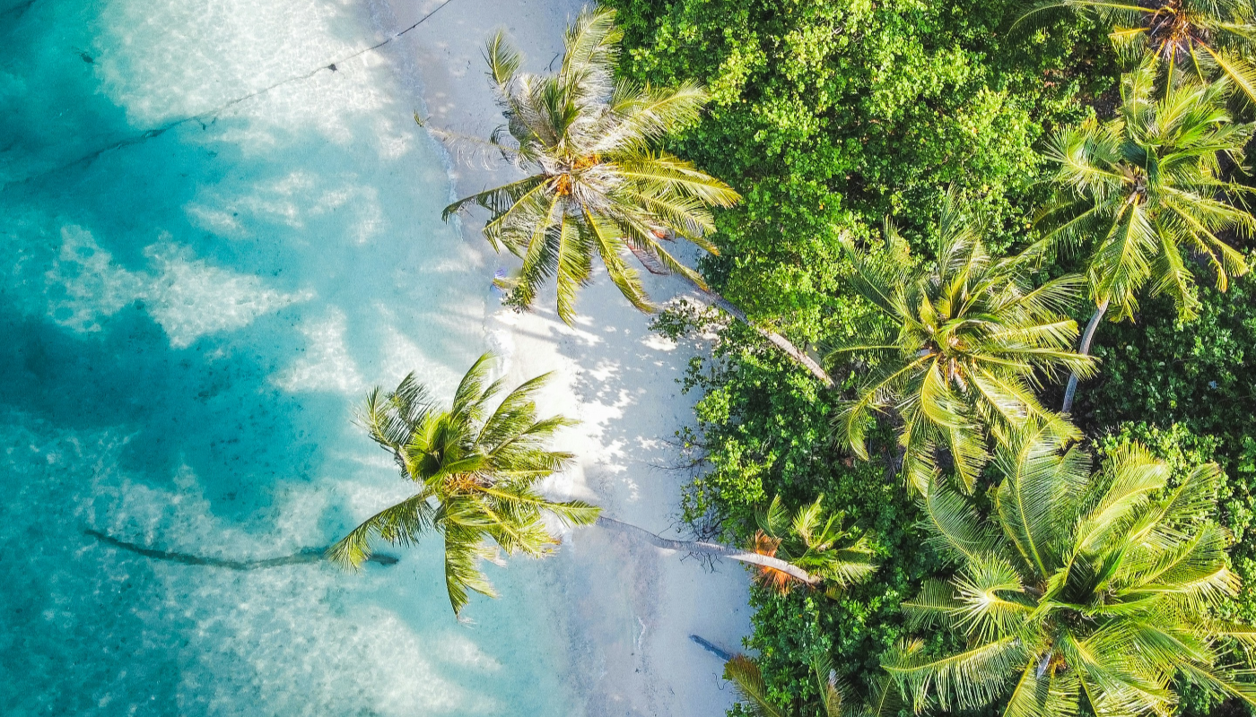 vista aera de isla en Maldivas
