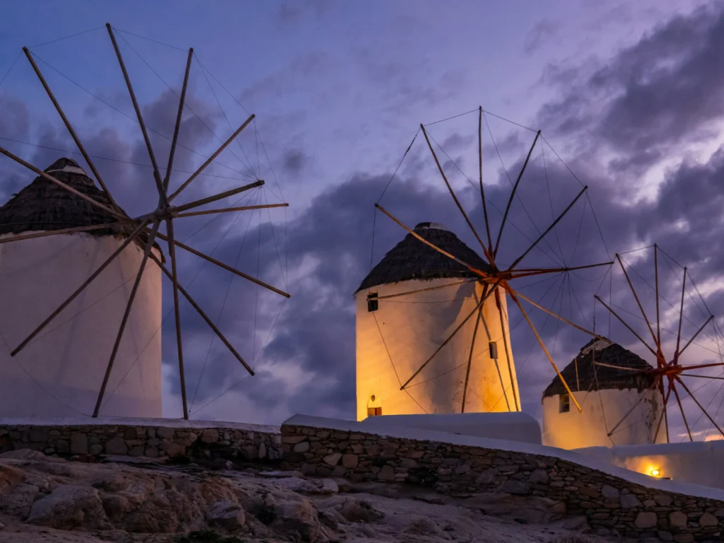 molinos en Mykonos, Grecia
